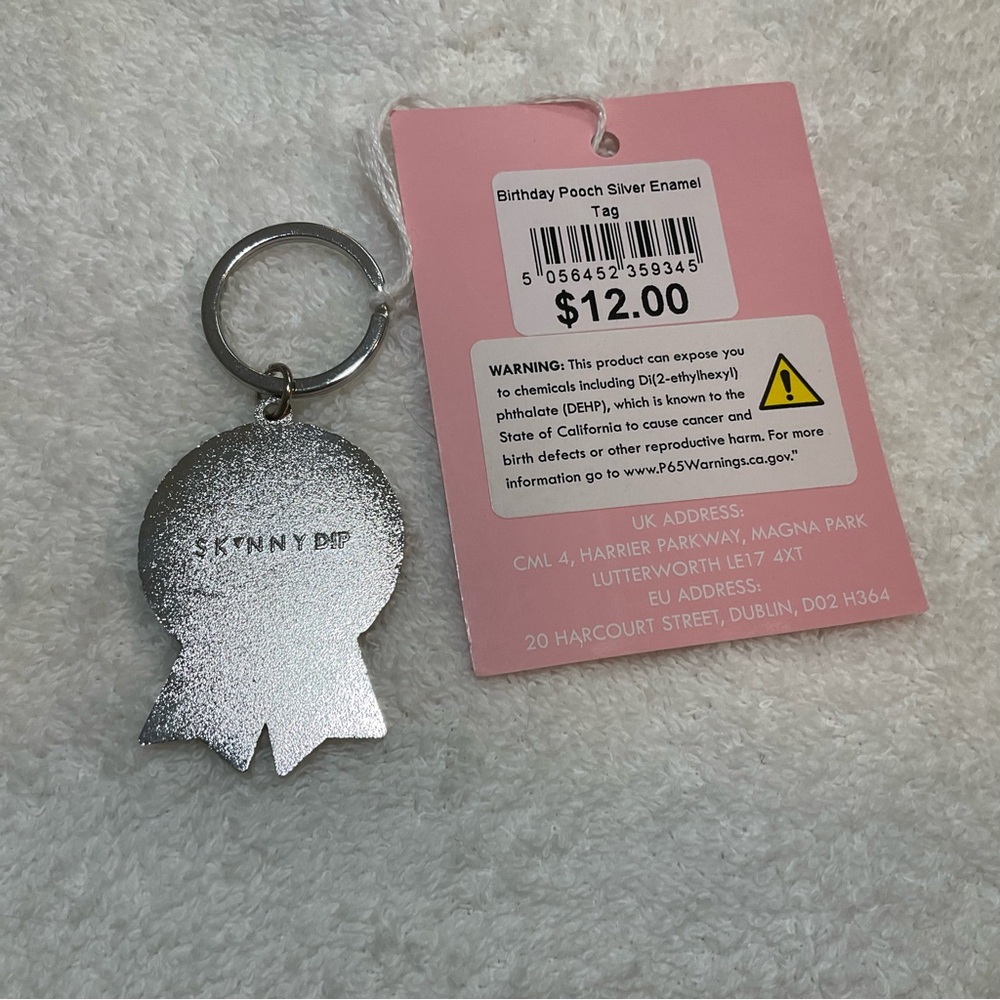 Today Is My Birthday Pooch Silver Enamel Tag Skinny Dip pet dog accessory charm - Picture 4 of 6